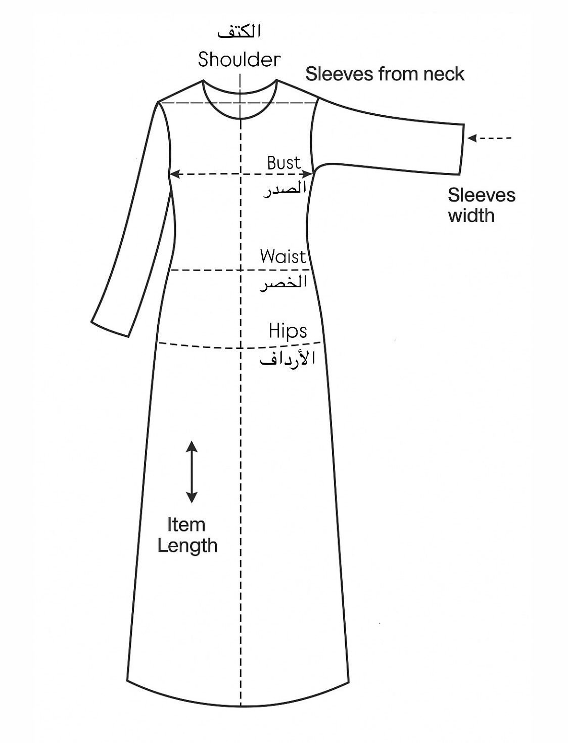 measurements guide new custum abaya size chart